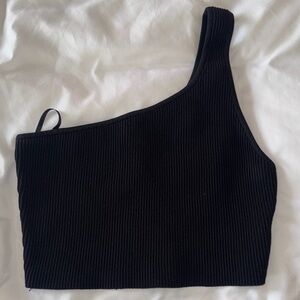 Aritzia / Babaton Black One-Shoulder Crop Top